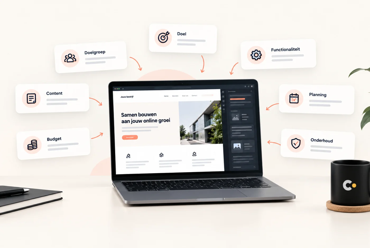 Illustratie bij het artikel over zeven vragen voordat je een website laat maken