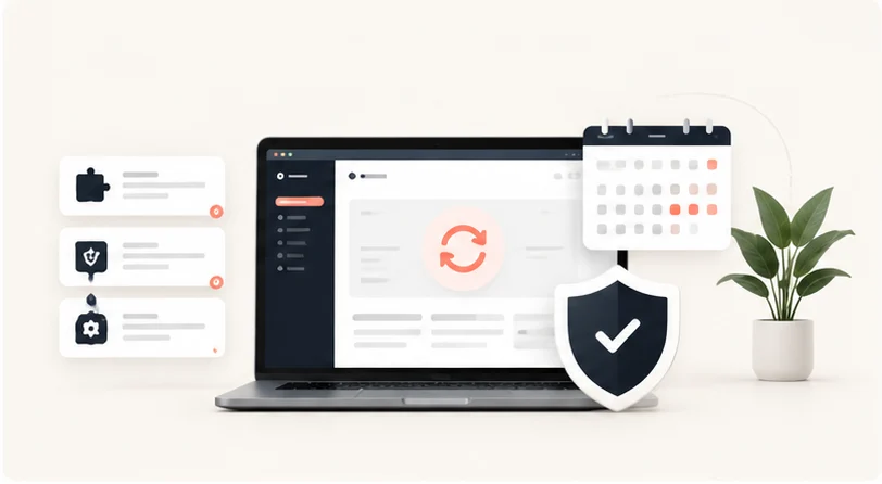 Dashboard met beschikbare updates voor een WordPress website